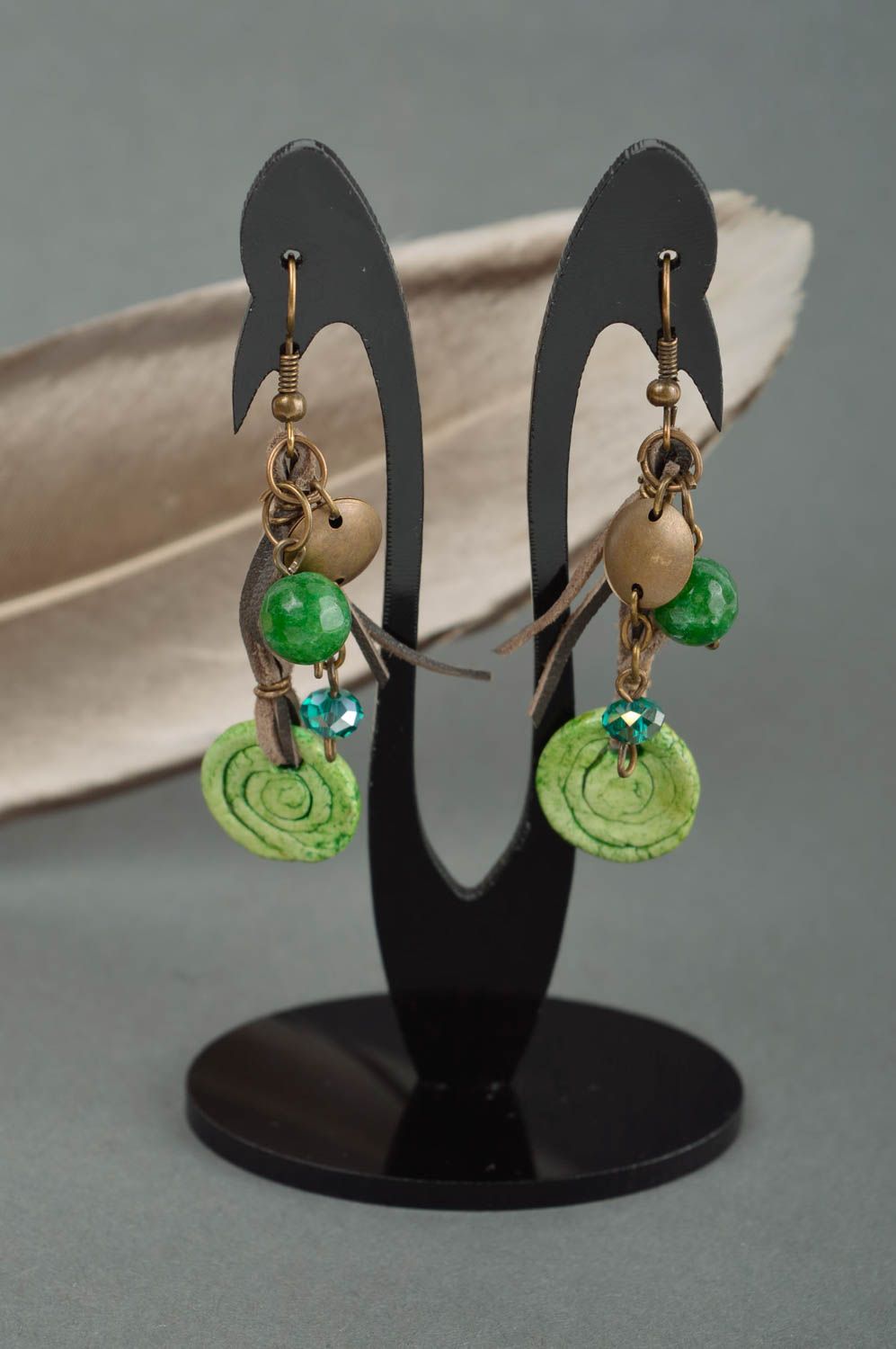 Unusual handmade plastic earrings dangle earrings accessories for girls photo 1
