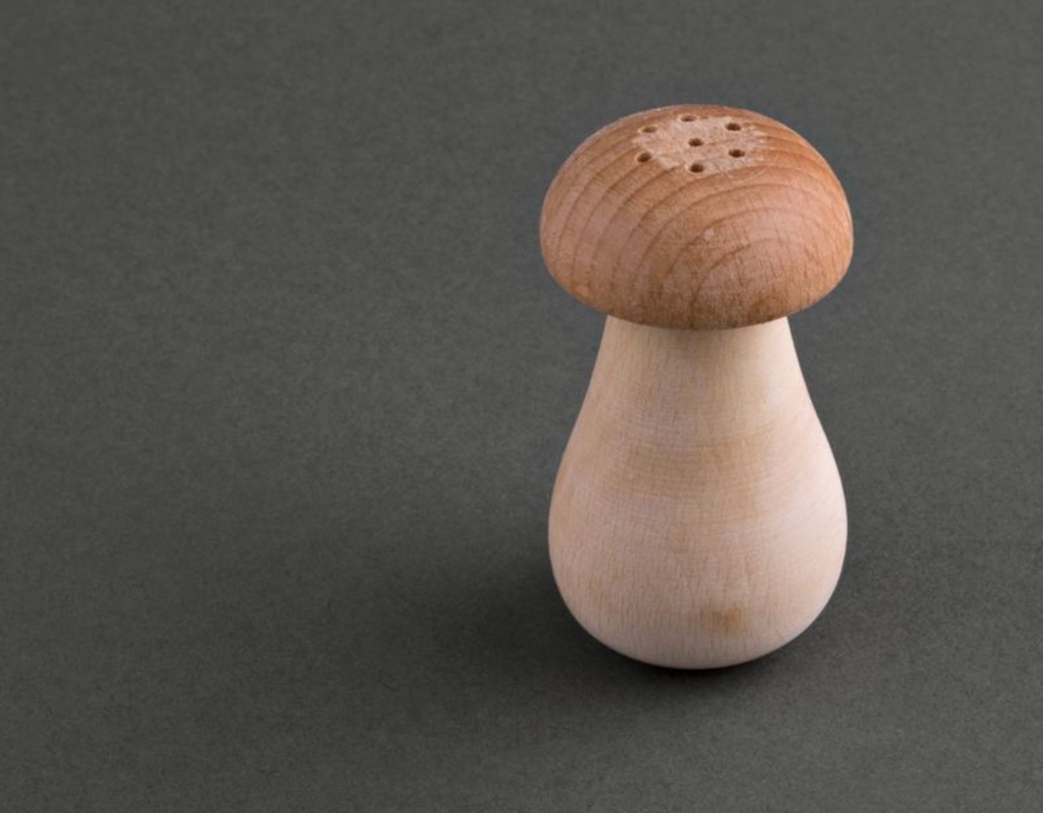 Mushroom-shaped wooden salt shaker photo 5