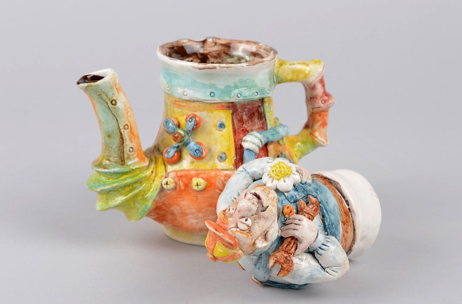 Handmade ceramic figurine decorative teapot unusual gift ideas for decor only photo 2