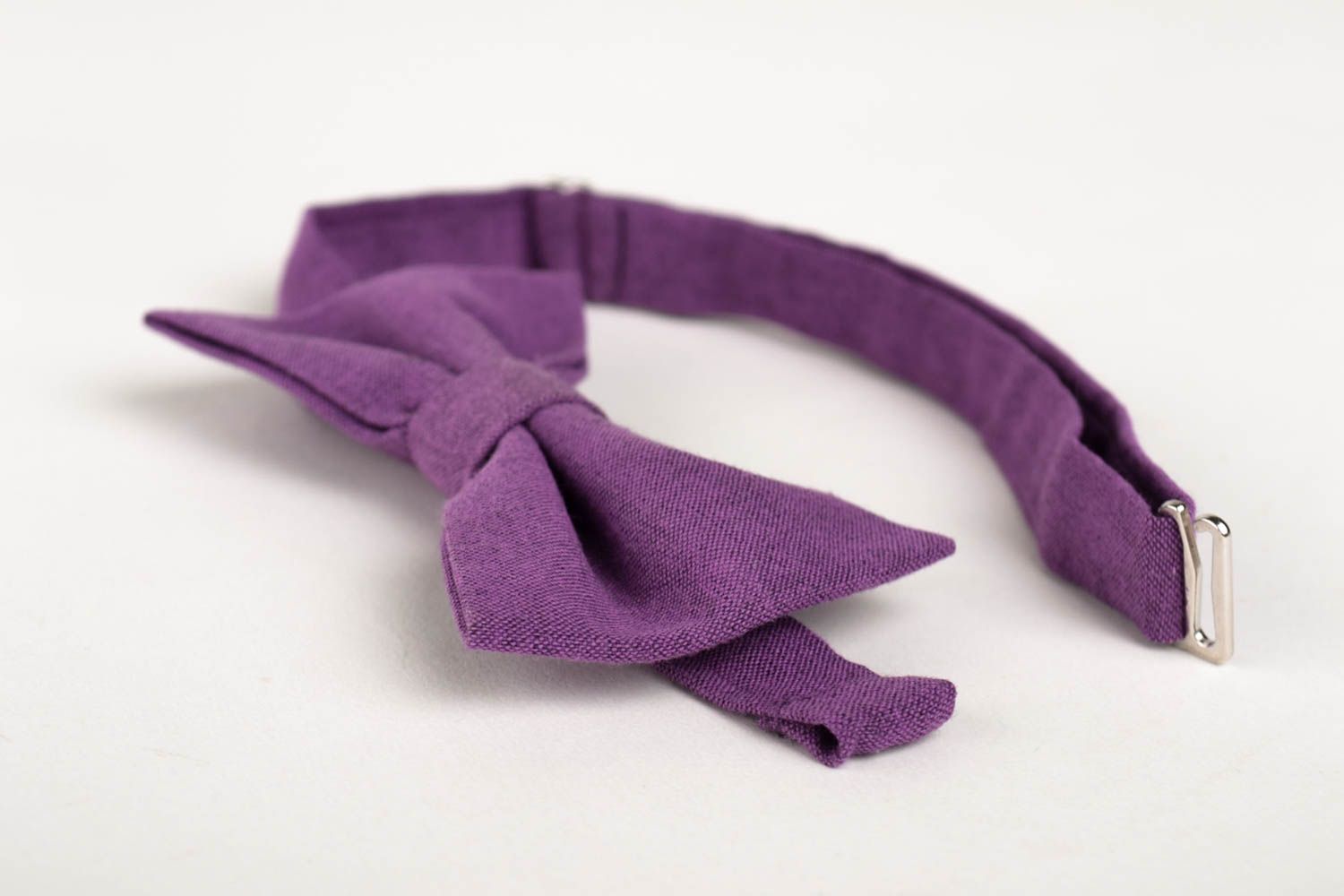 Noeud papillon violet fait main en tissu de coton réglable Accessoire homme photo 4