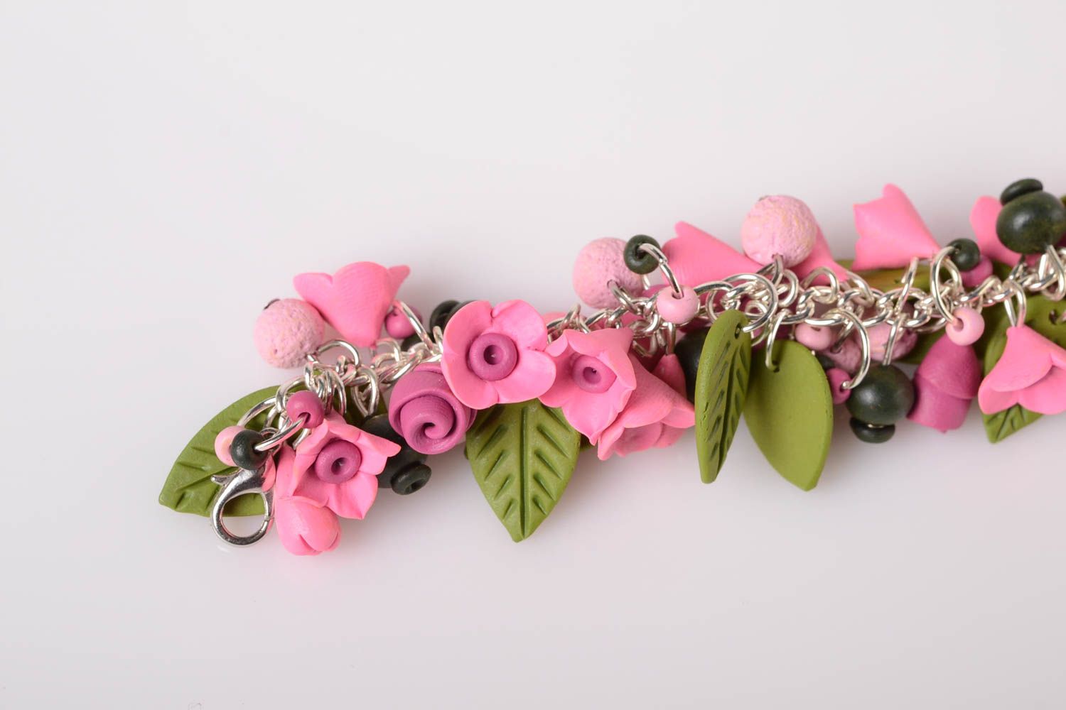 Handmade floral bracelet polymer clay floral jewelry gifts for girls cool gifts photo 4