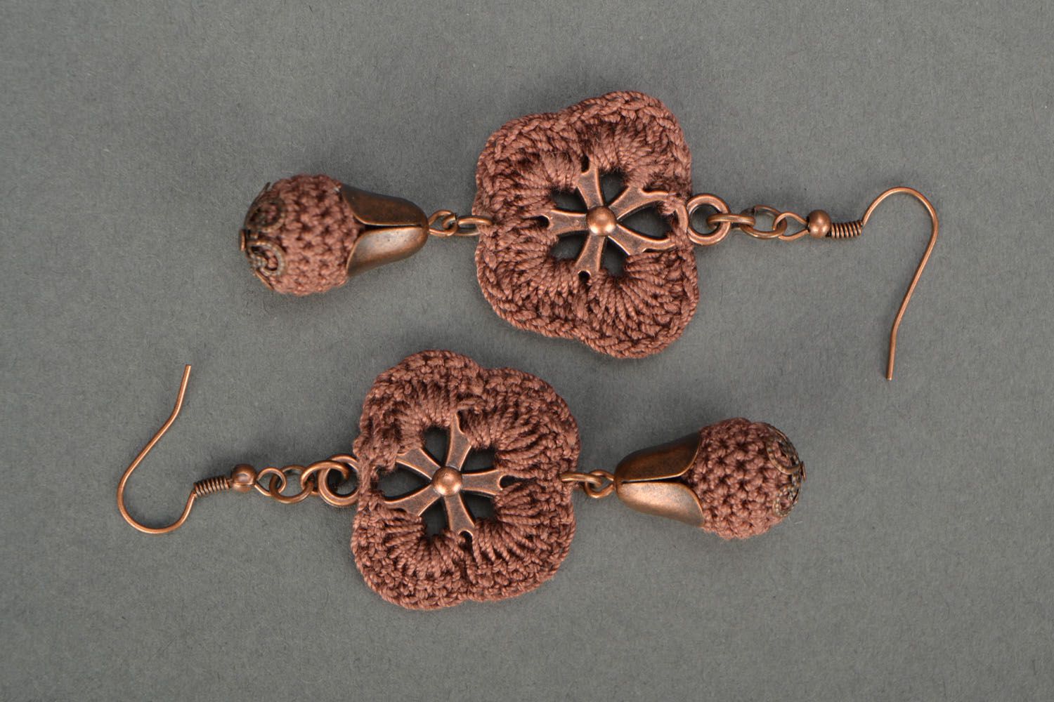 Crochet earrings Chocolate photo 3