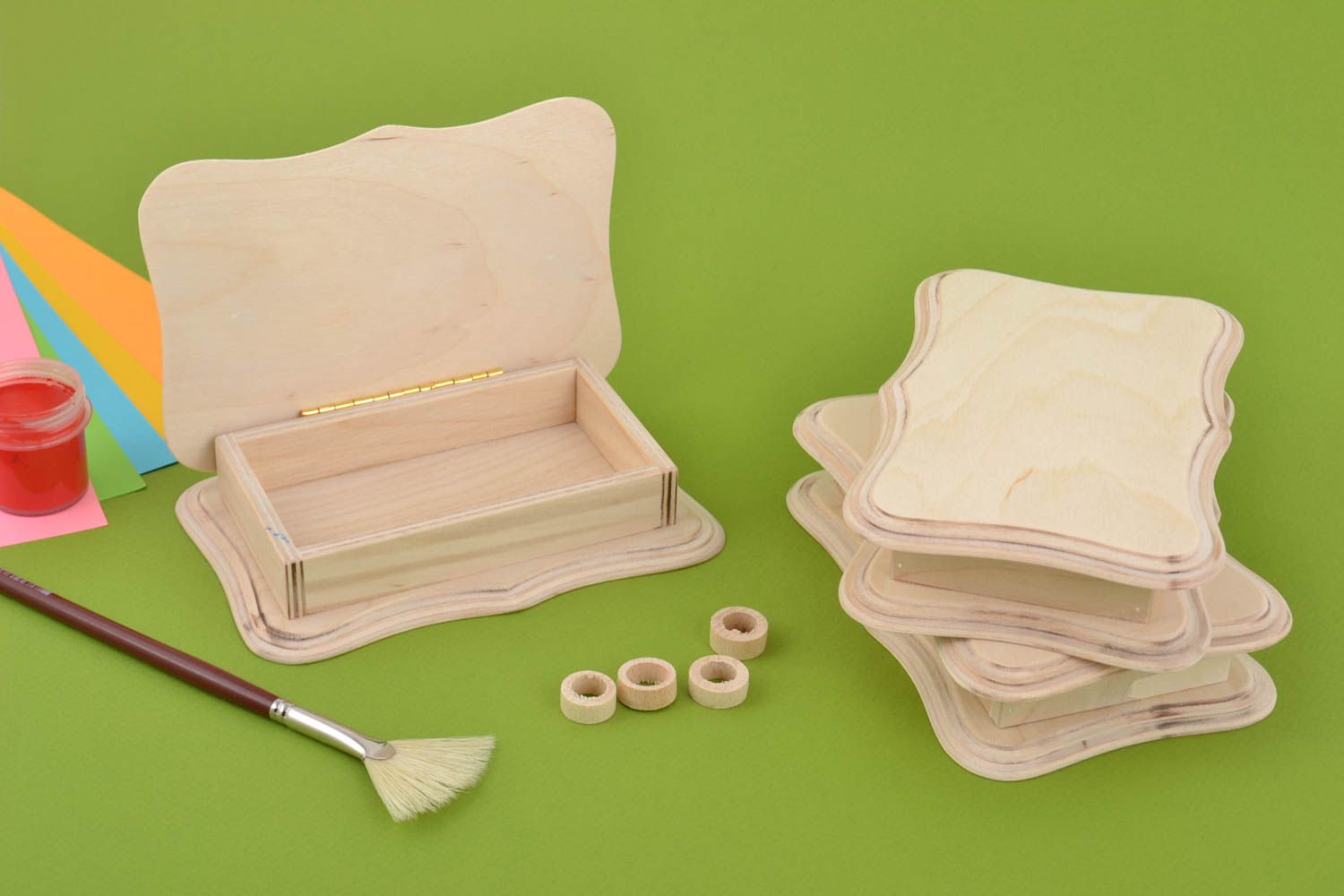 Schatullen aus Holz Set 3 Stück Rohlinge zum Bemalen oder für Decoupage handmade foto 1
