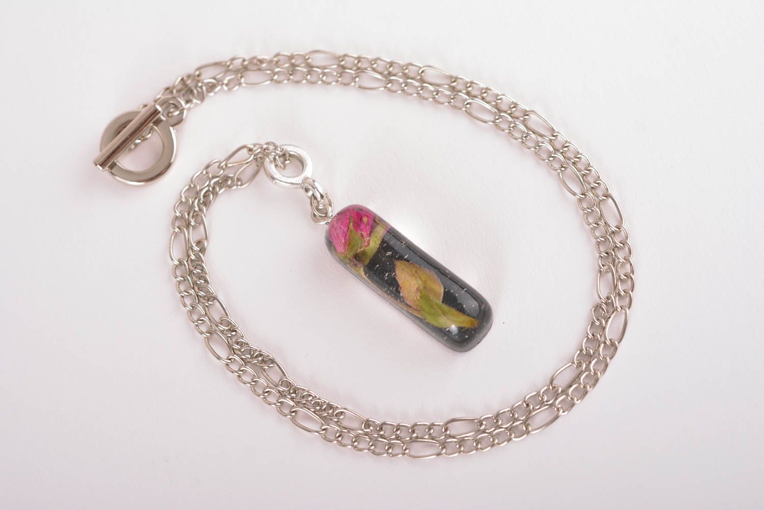 Handmade pendant unusual pendant epoxy resin pendant with dried flowers photo 2
