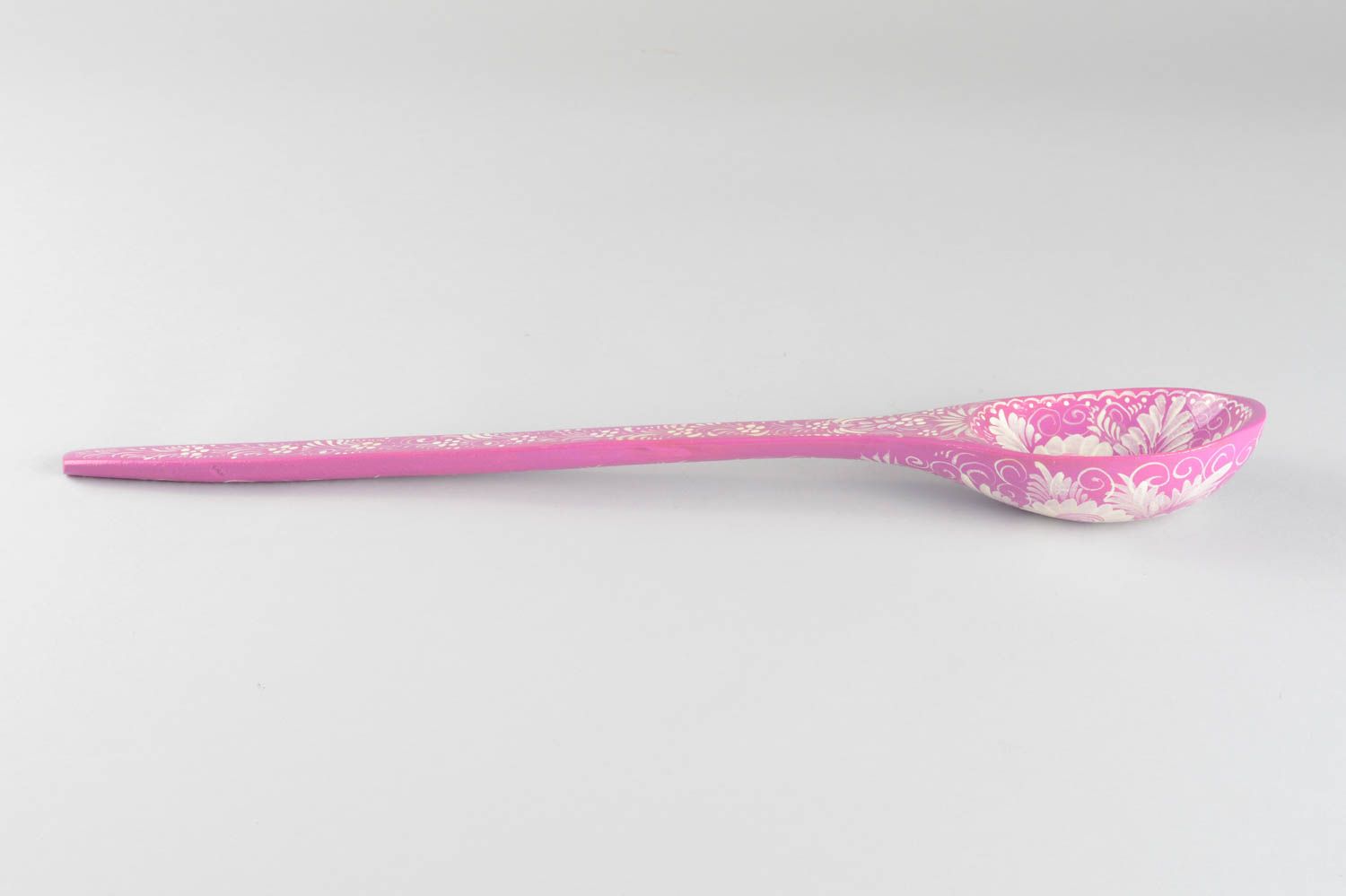 Розовая расписная ложка ручной работы аксессуар для кухни деревянная посуда фото 5