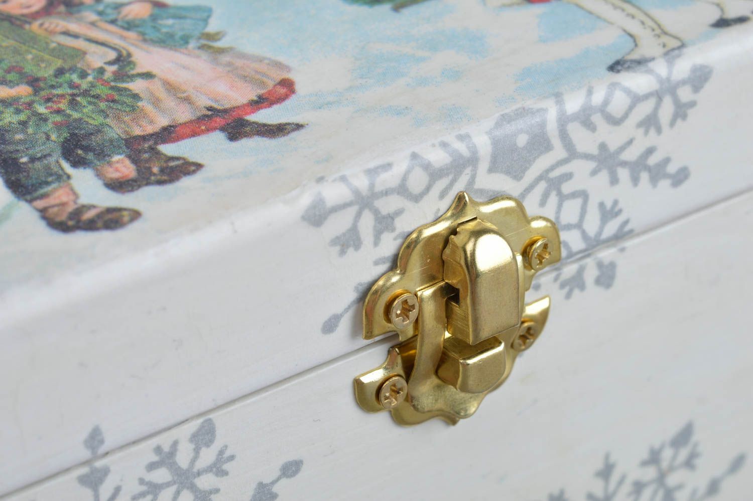 Boîte à bijoux fait main Coffret à bijoux peint serviettage Décoration maison photo 2