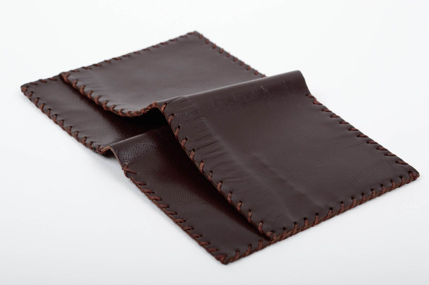 Кожаный кошелек портмоне прямоугольный коричневый красивый стильный хэнд мейд фото 3