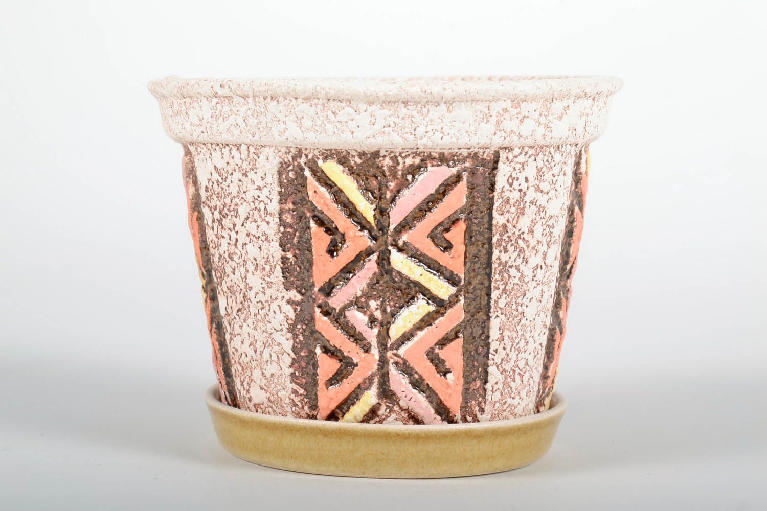 Keramik-Blumentopf mit Untersatz foto 2