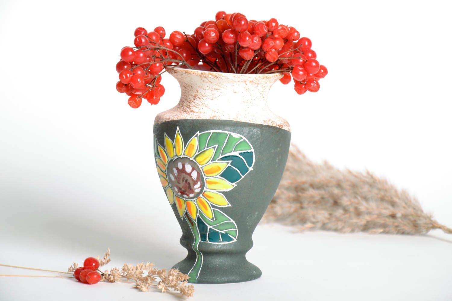 Vase 6-inch tall ceramic vase décor for flowers 0,87 lb photo 1