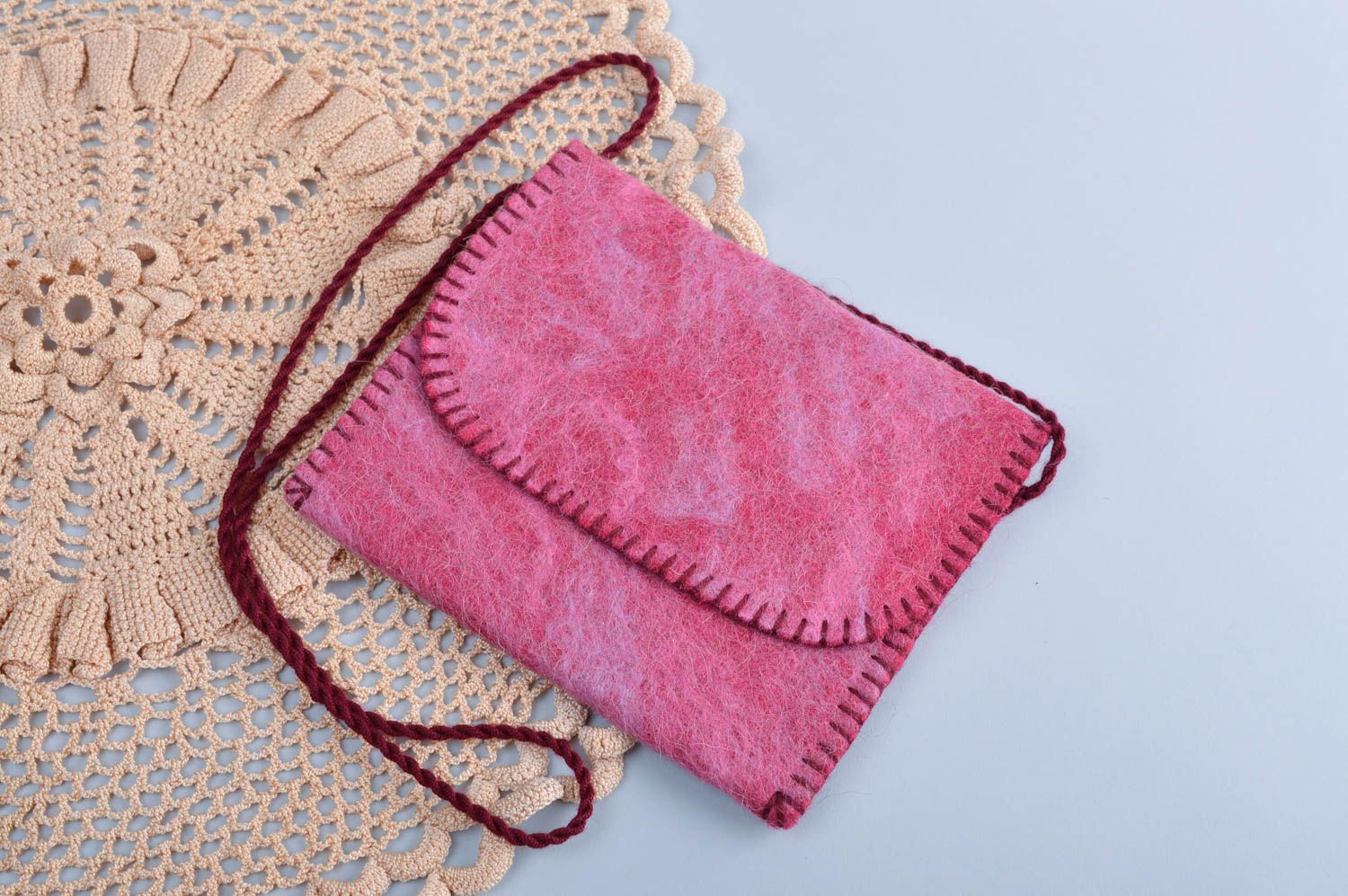 Сумка ручной работы сумка из войлока через плечо розовая сумка валяние фото 1