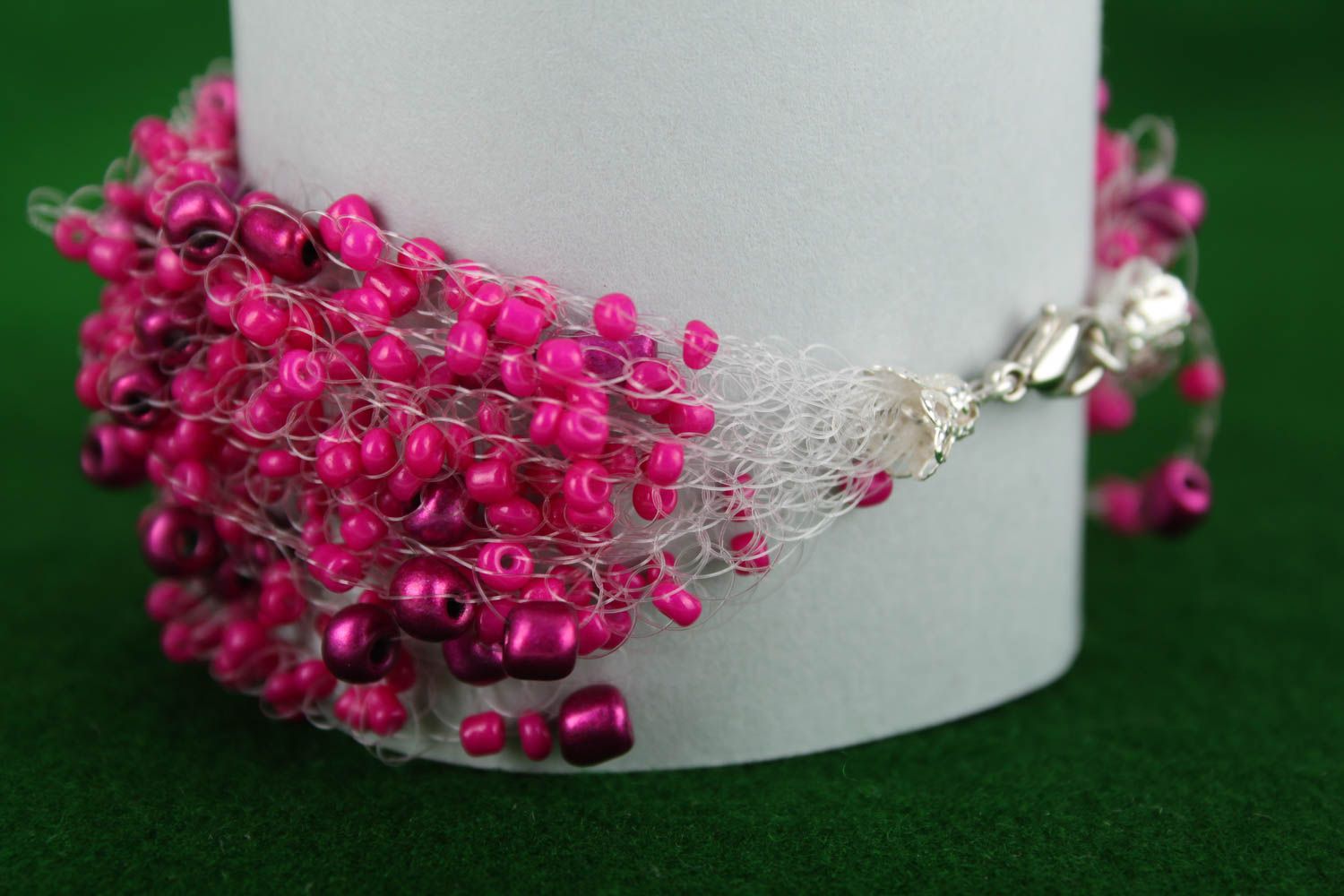Bracelet perles rocaille Bijou fait main rose design Accessoire femme original photo 2