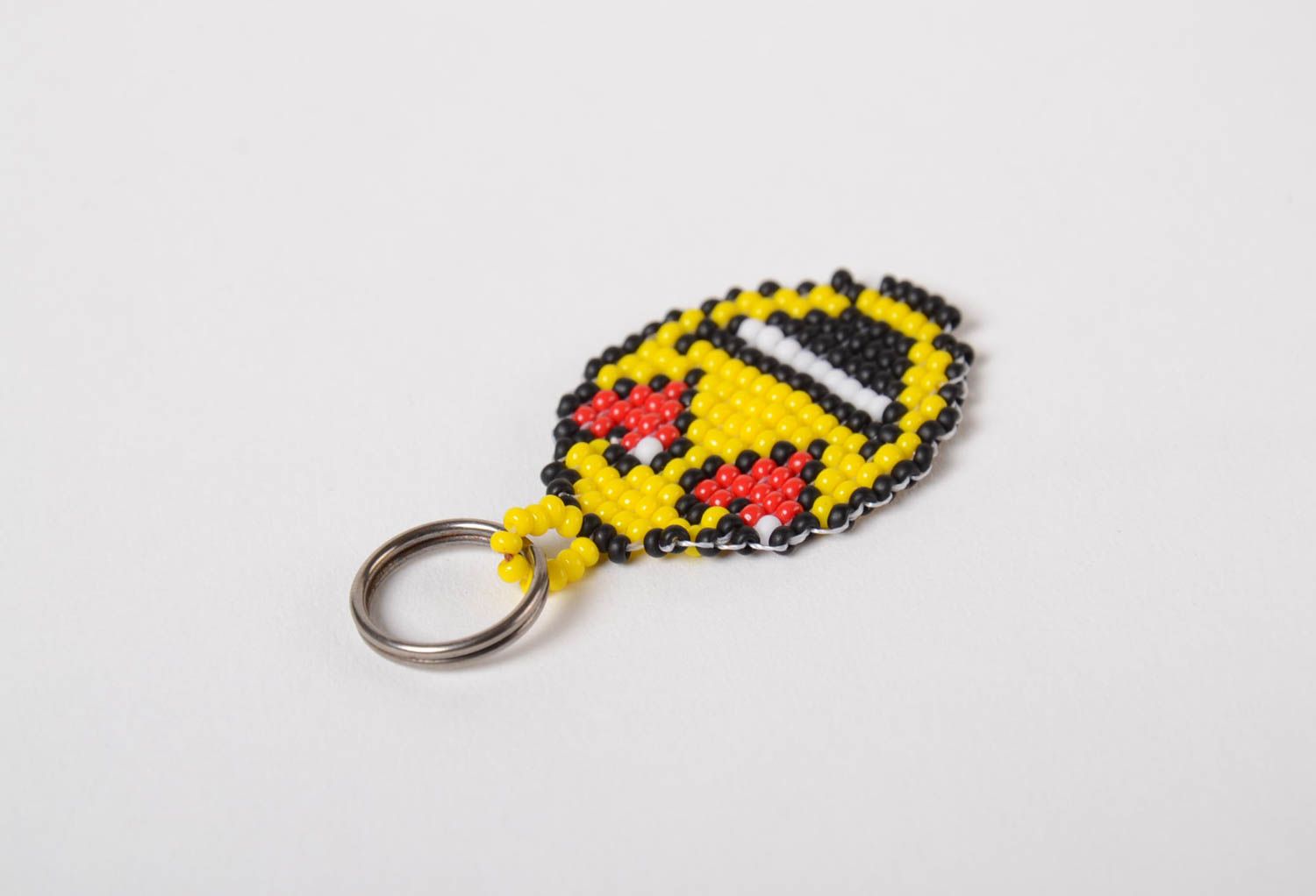 Beautiful handmade woven bead keychain funny beaded keychain smiley gift ideas photo 4