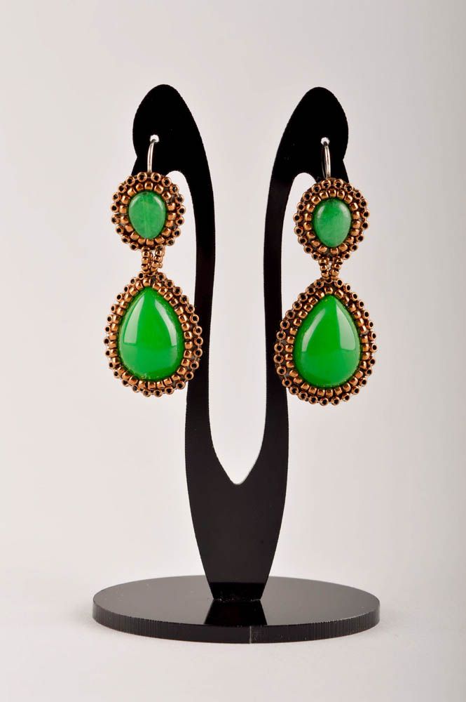 Handmade Ohrringe ausgefallener Ohrschmuck Ohrringe für Damen modisch grün foto 2