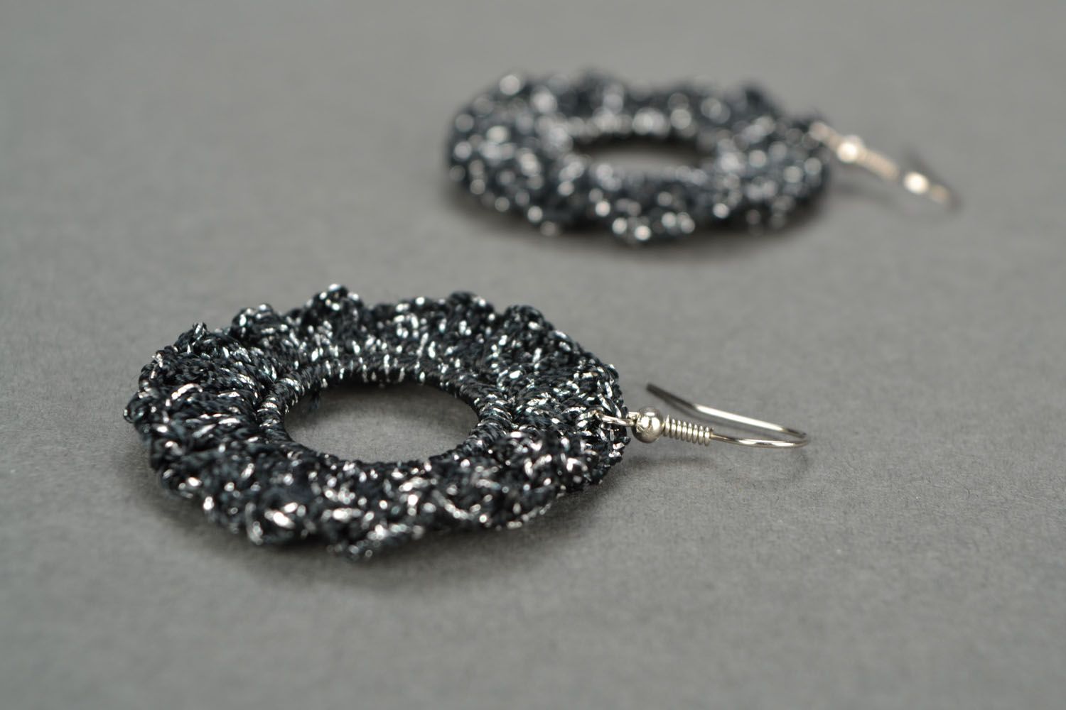 Crochet earrings Silver Night photo 1