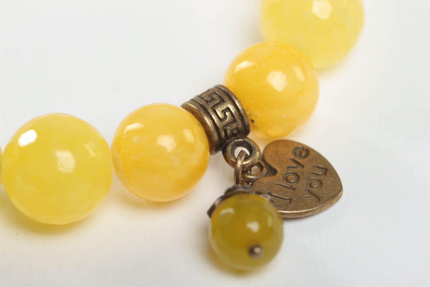Bracelet agate Bijou fait main jaune Accessoire femme original pierre naturelle photo 4