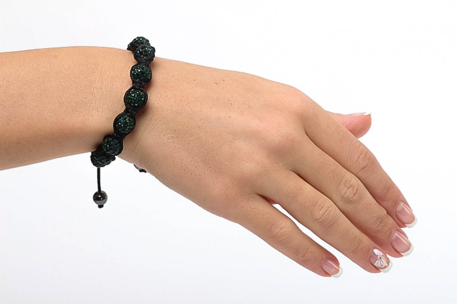 Handmade black bracelet woven bracelet beaded bracelet woven fashion jewelry photo 5
