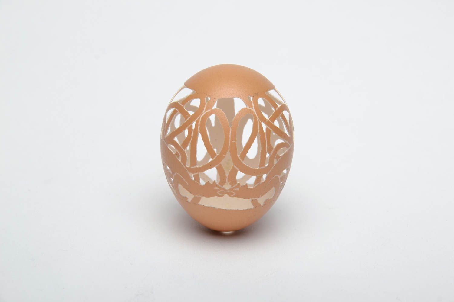 Petit œuf gravé décoratif de poule beige fait main cadeau original  photo 2