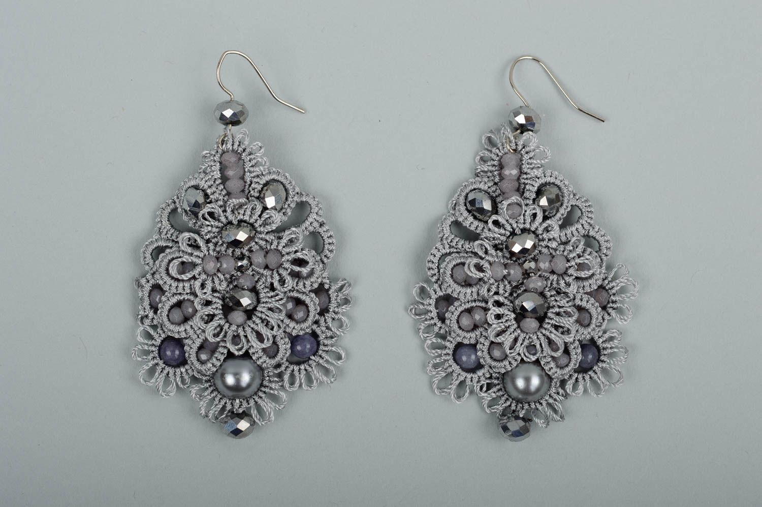 Beautiful handmade beaded earrings woven lace earrings fashion accessories photo 1