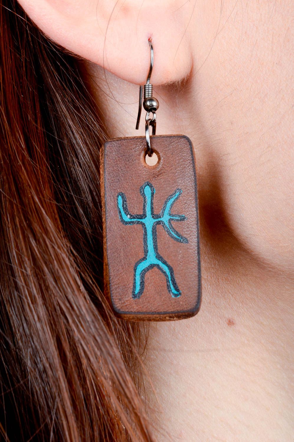 Fashion earrings handmade dangling earrings natural leather jewelry for women photo 2