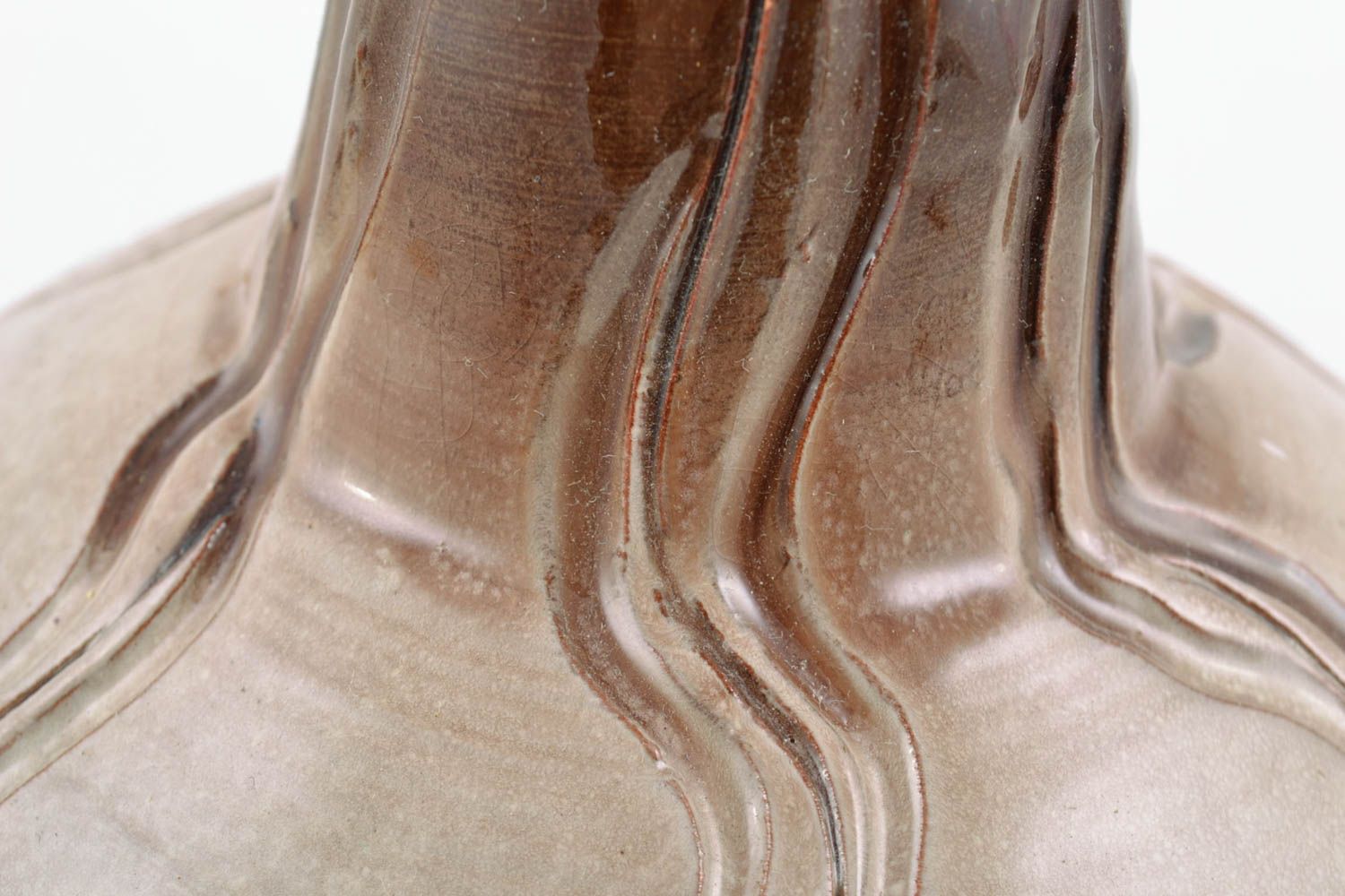 Unusual handmade designer glazed clay pot for bulk products 1 l photo 2
