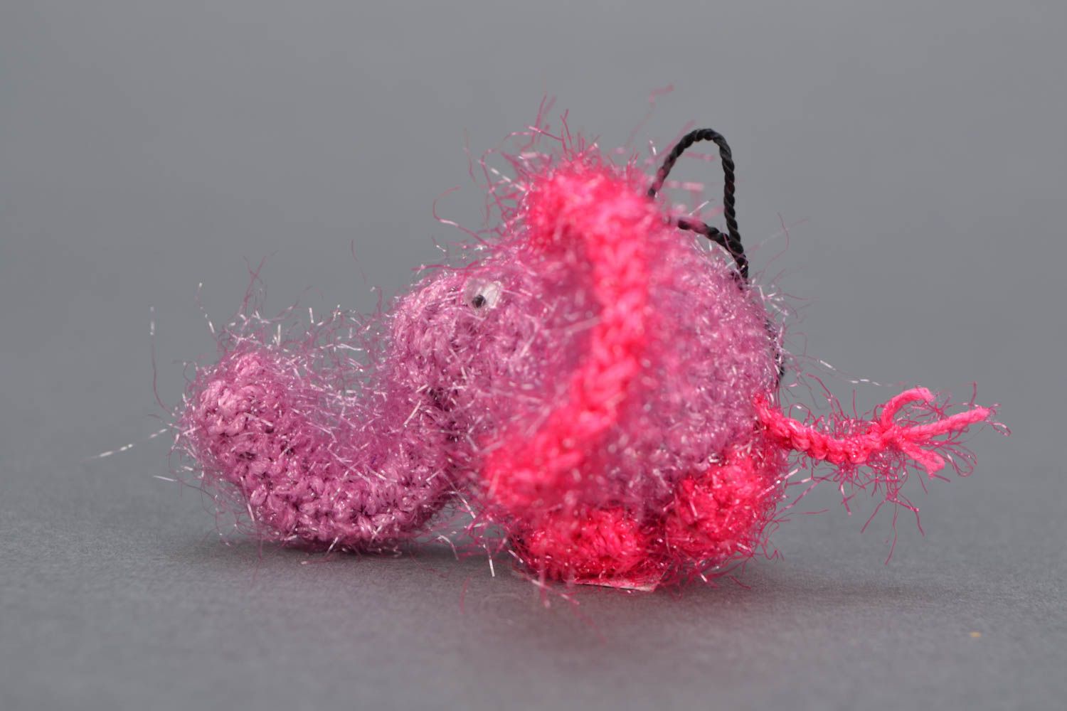 Porte-clés tricoté au crochet Éléphant rose photo 4