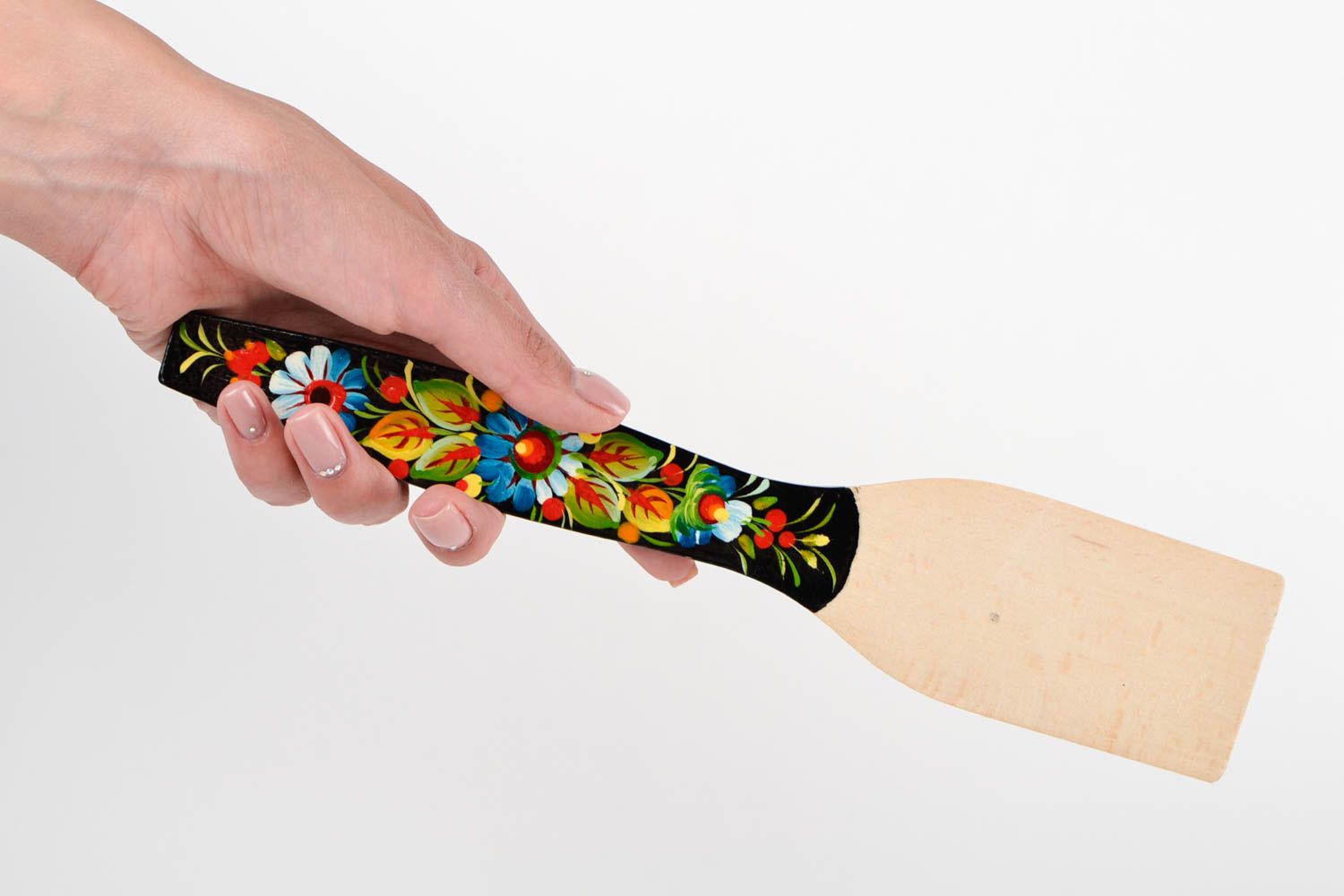 Espátula de madera artesanal pintada utensilio de cocina regalo original foto 2