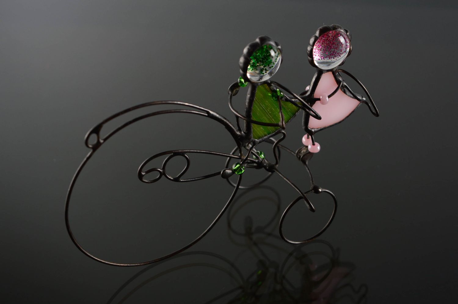 Stained glass figurine Angels on Bicycle photo 4