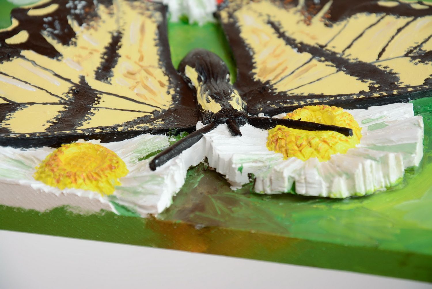 Ölgemälde Schmetterling in Kamillen foto 3