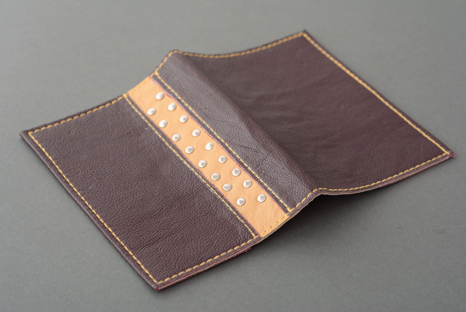 Leather cover for passport Chocolate photo 5