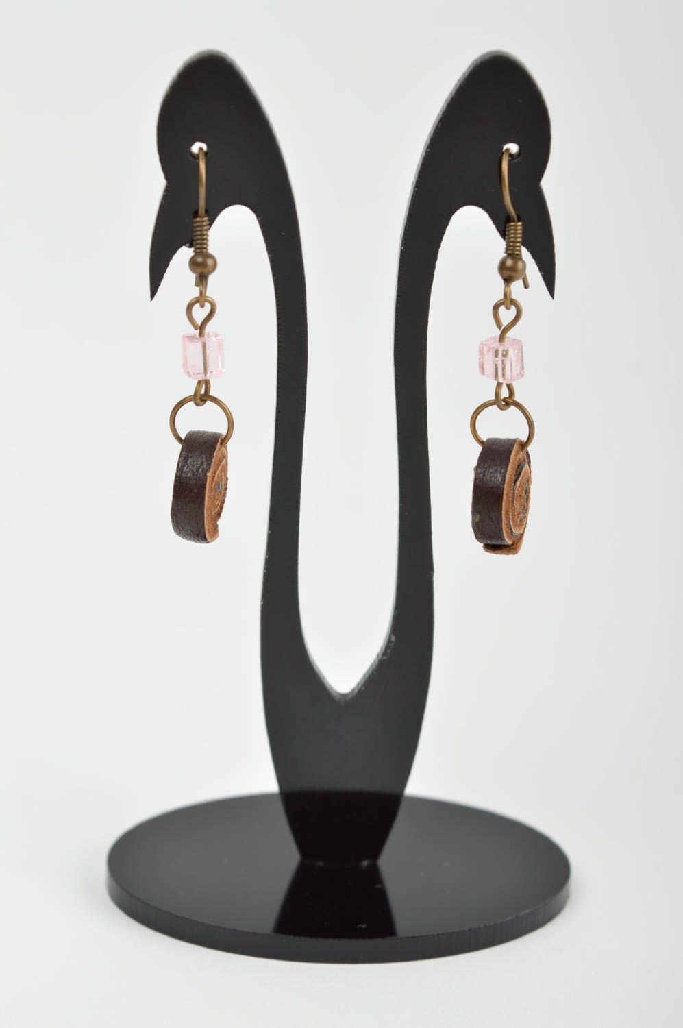Handmade designer leather earrings unusual earrings with charms cute jewelry photo 3