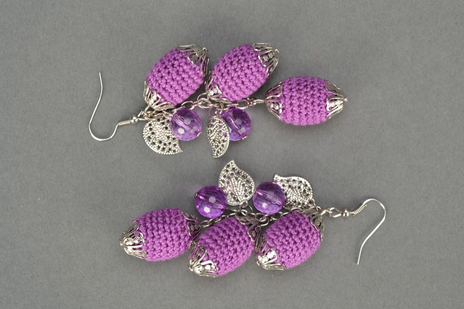 Crochet earrings Lilac Glamor photo 3