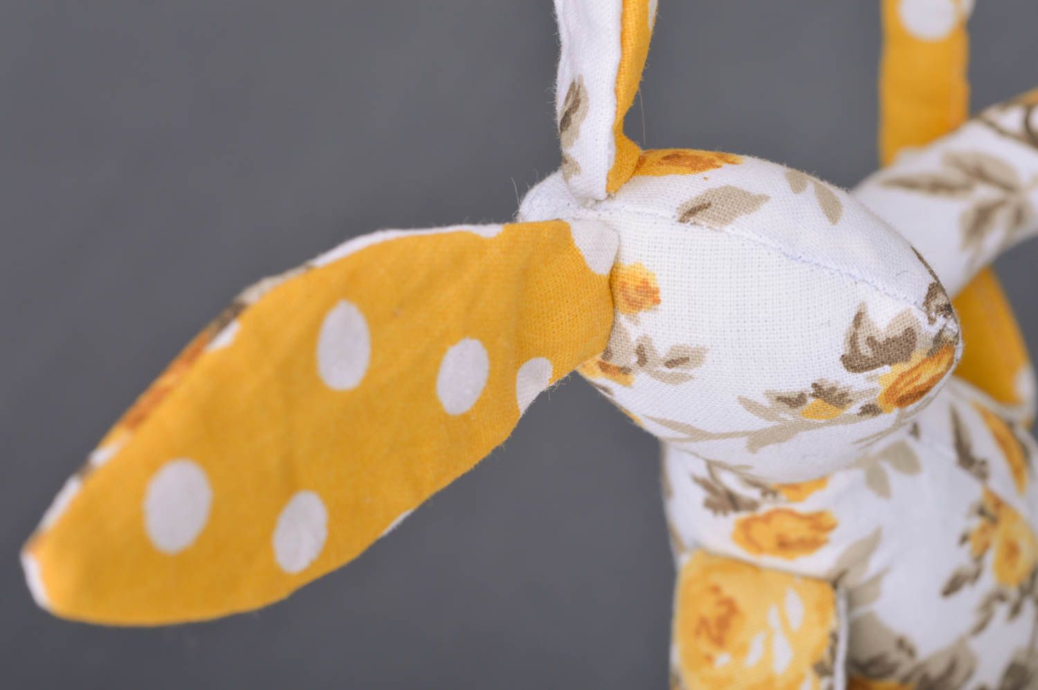 Handmade soft toy bunny made of fabric with floral print interior decor ideas photo 4
