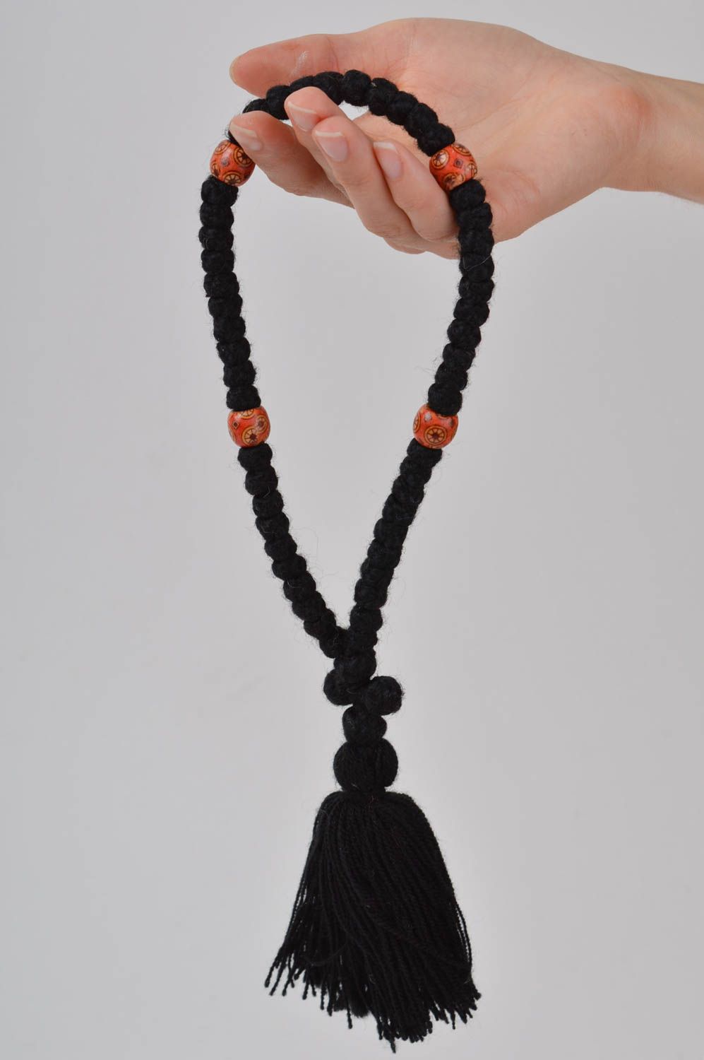 Religiöses Geschenk schwarze Gebetskette Christen handmade Accessoire für Männer foto 1