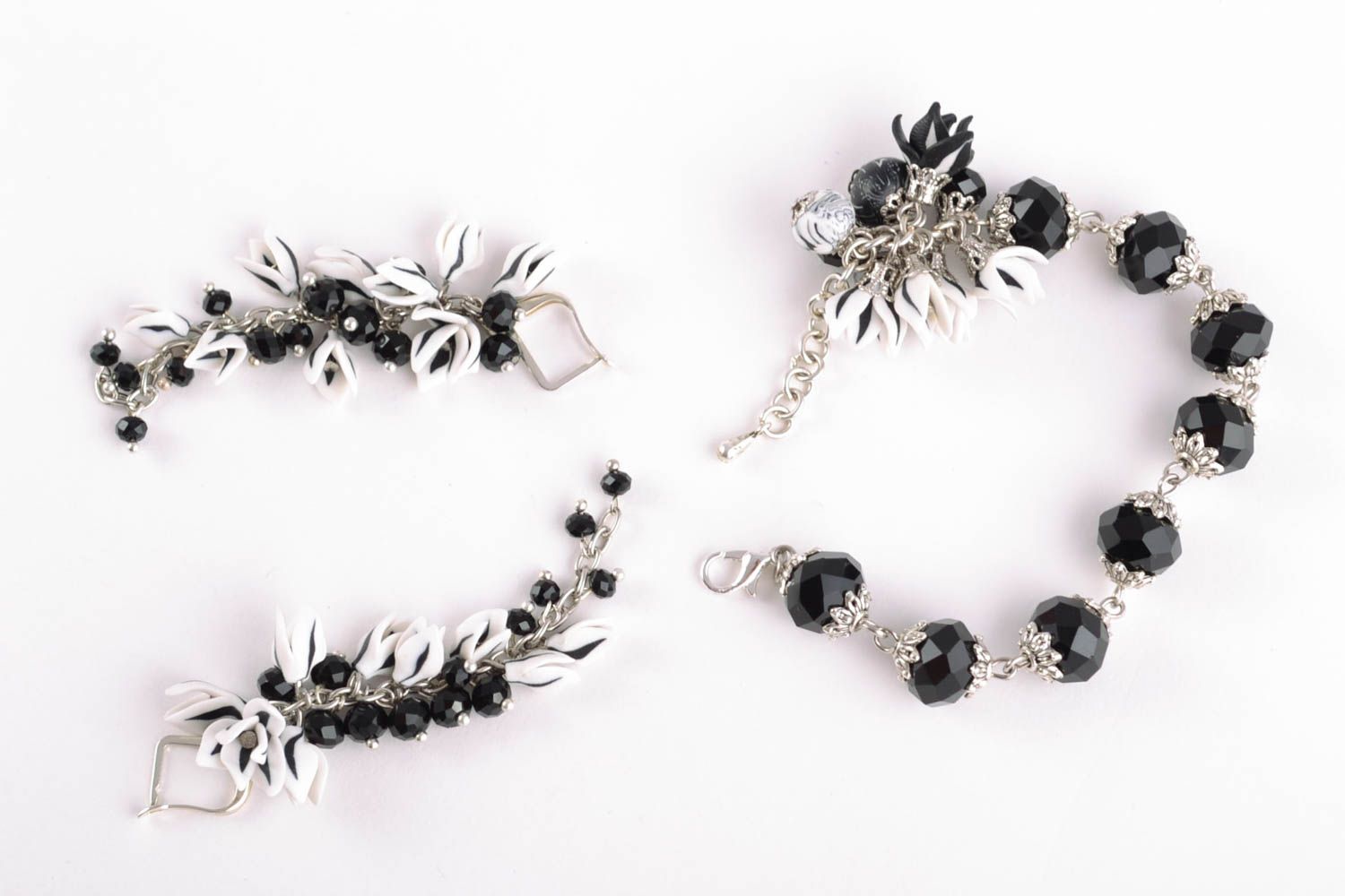 Black beads fashion chan bracelet and earrings set for mom photo 5