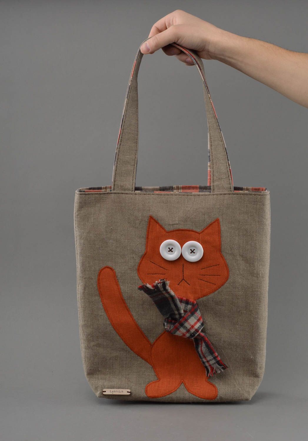 Öko Tasche aus Stoff mit Katze handgemacht Accessoire für Kinder und Erwachsene  foto 4