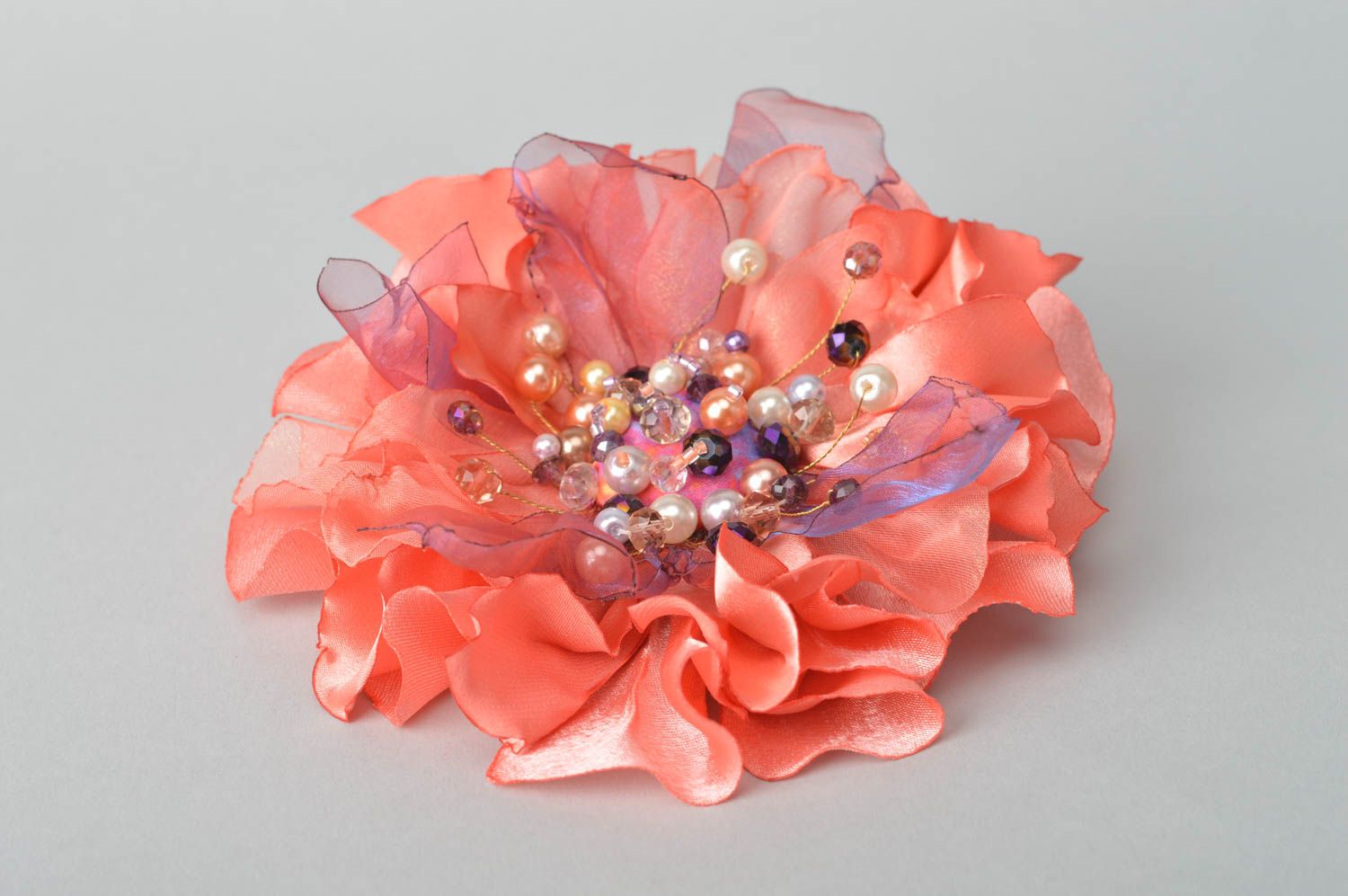 Unusual handmade flower barrette designer hair clip brooch jewelry gift ideas photo 2