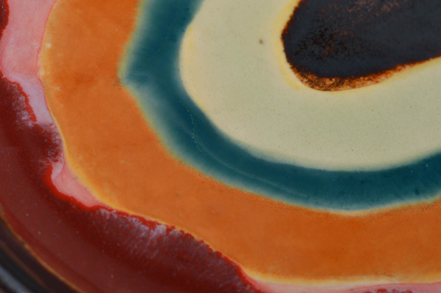 Handmade decorative oval shaped flat colorful bright glazed porcelain dish  photo 3