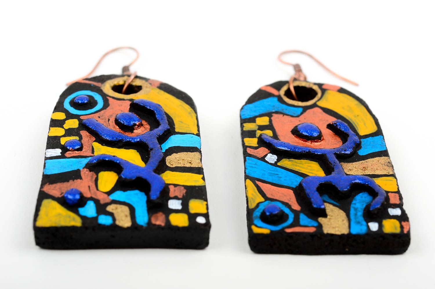 Pendientes de colores hechos a mano bisutería de cerámica accesorio para mujer  foto 4