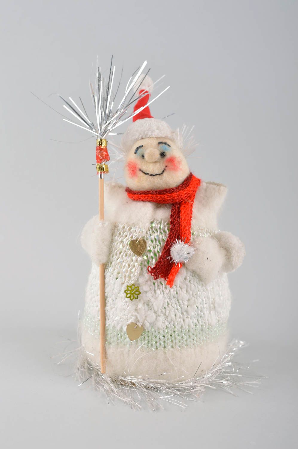 Игрушка ручной работы интерьерная игрушка мягкая игрушка снеговик праздничный фото 2
