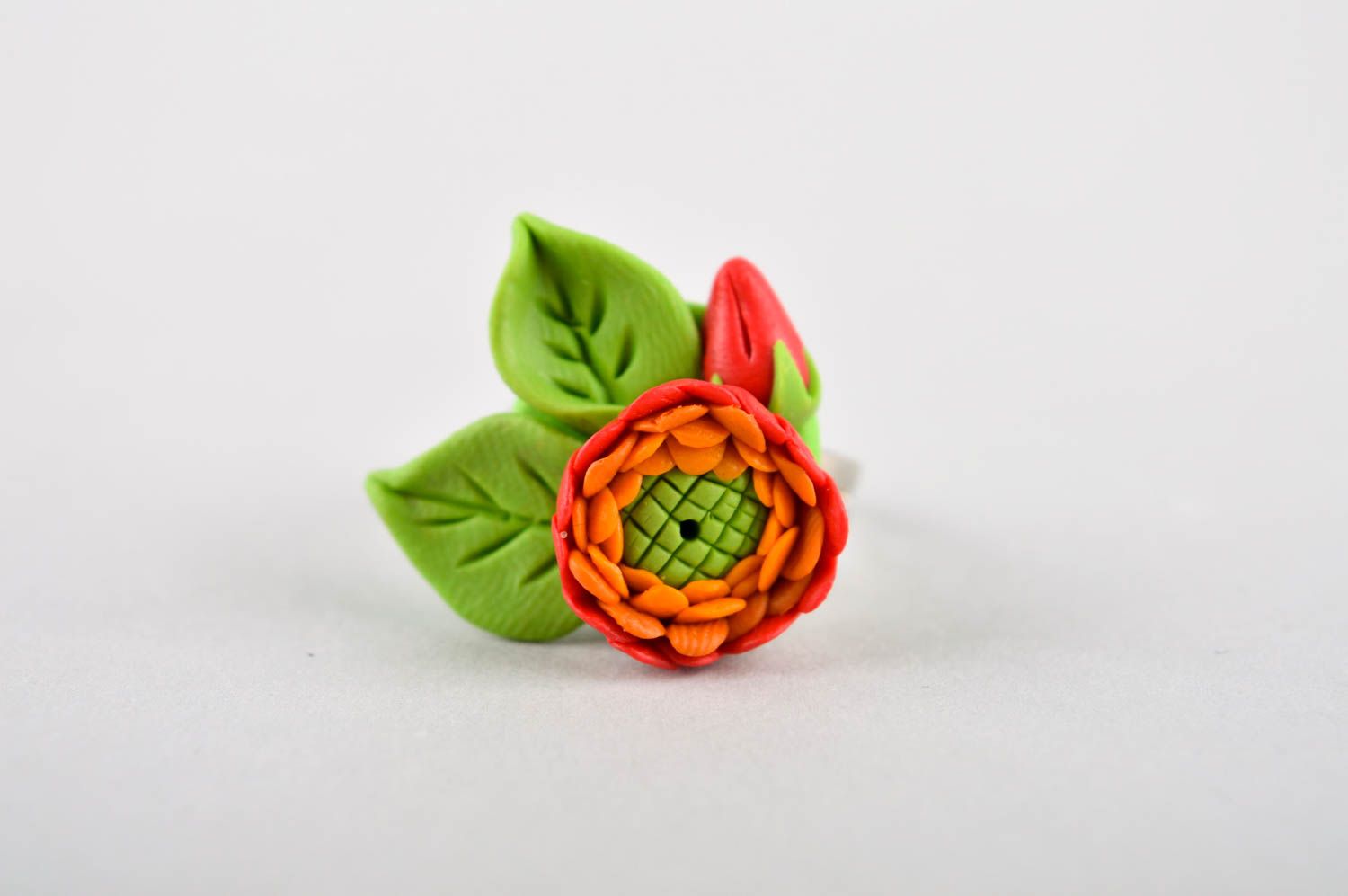 Handmade cute flower ring designer polymer clay ring stylish beautiful ring photo 3