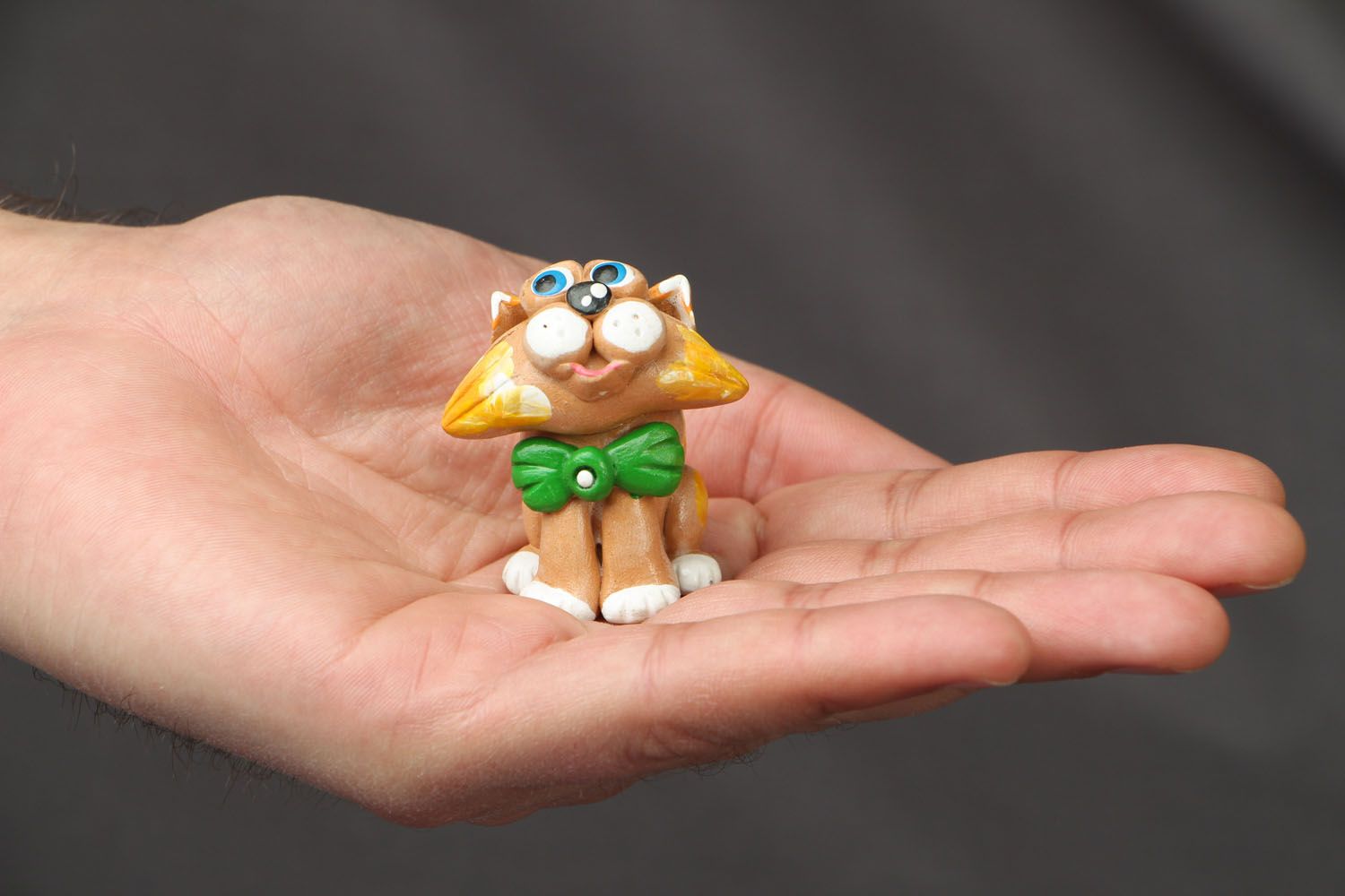 Clay figurine Cat with a Bow photo 4