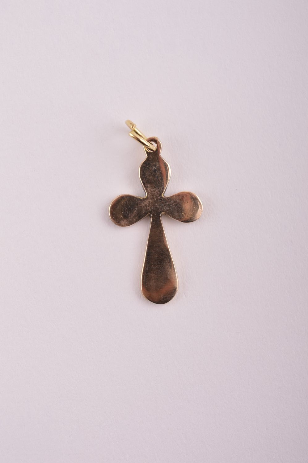 Крестик с камнями handmade подвеска на шею украшение из латуни в виде крестика фото 3
