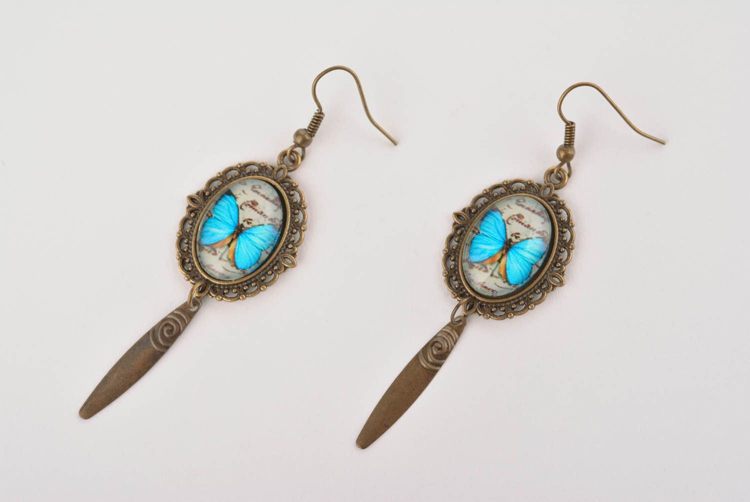 Unusual handmade metal earrings glass earrings cool jewelry designs  photo 4