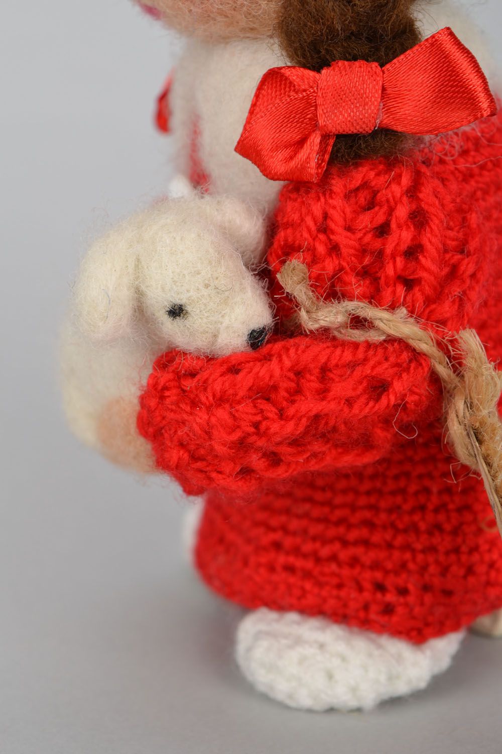 Homemade crochet doll Girl with Lamb photo 4