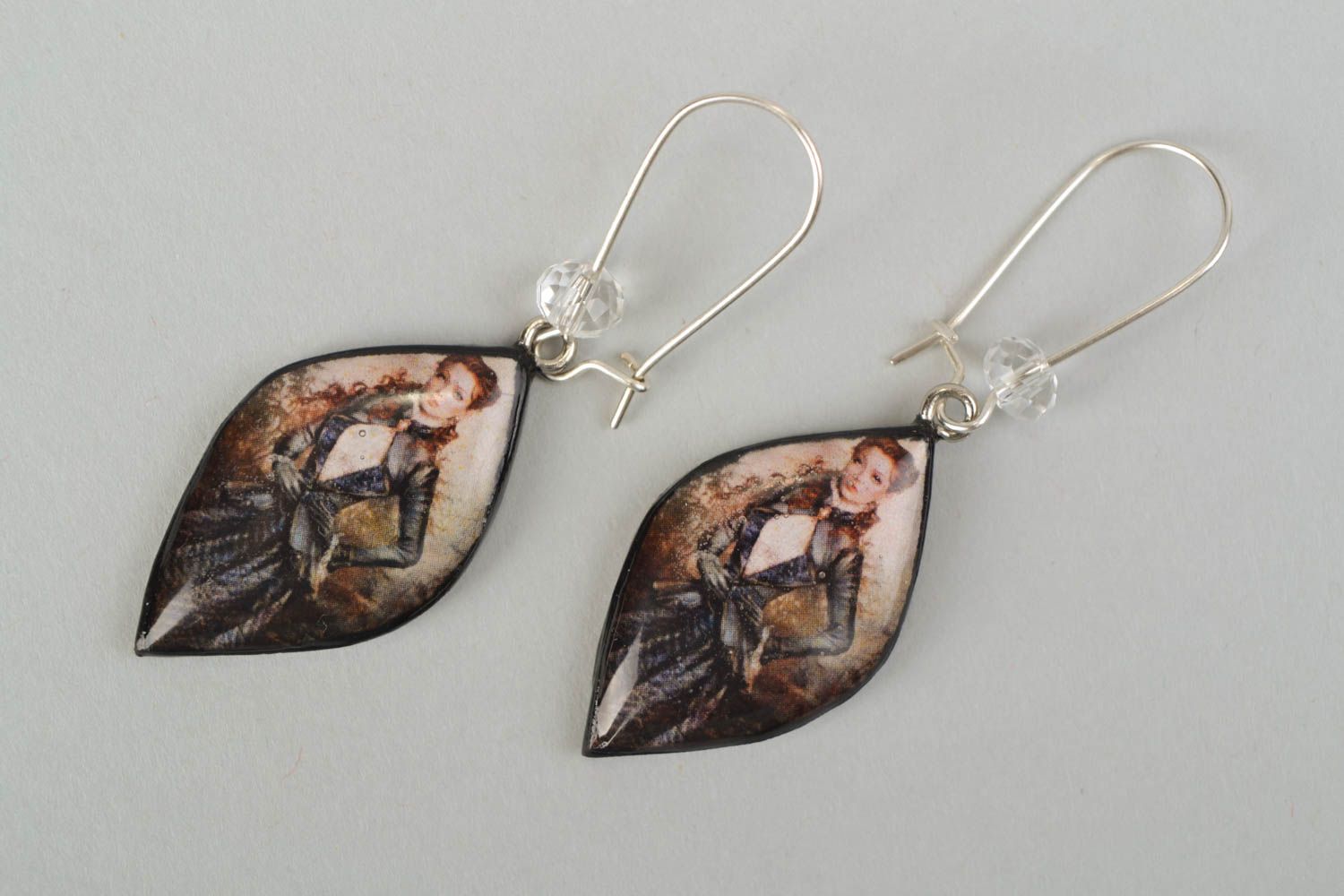 Unusual earrings with vintage image photo 3