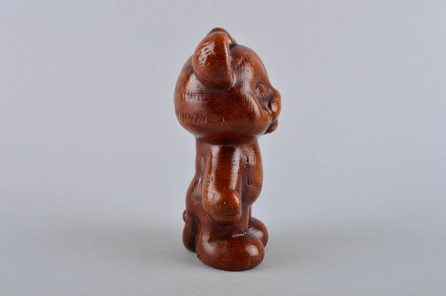 Handmade Deko Dekofigur Bär Figur aus Ton Tischdeko Idee Keramik Tier Statuette foto 3