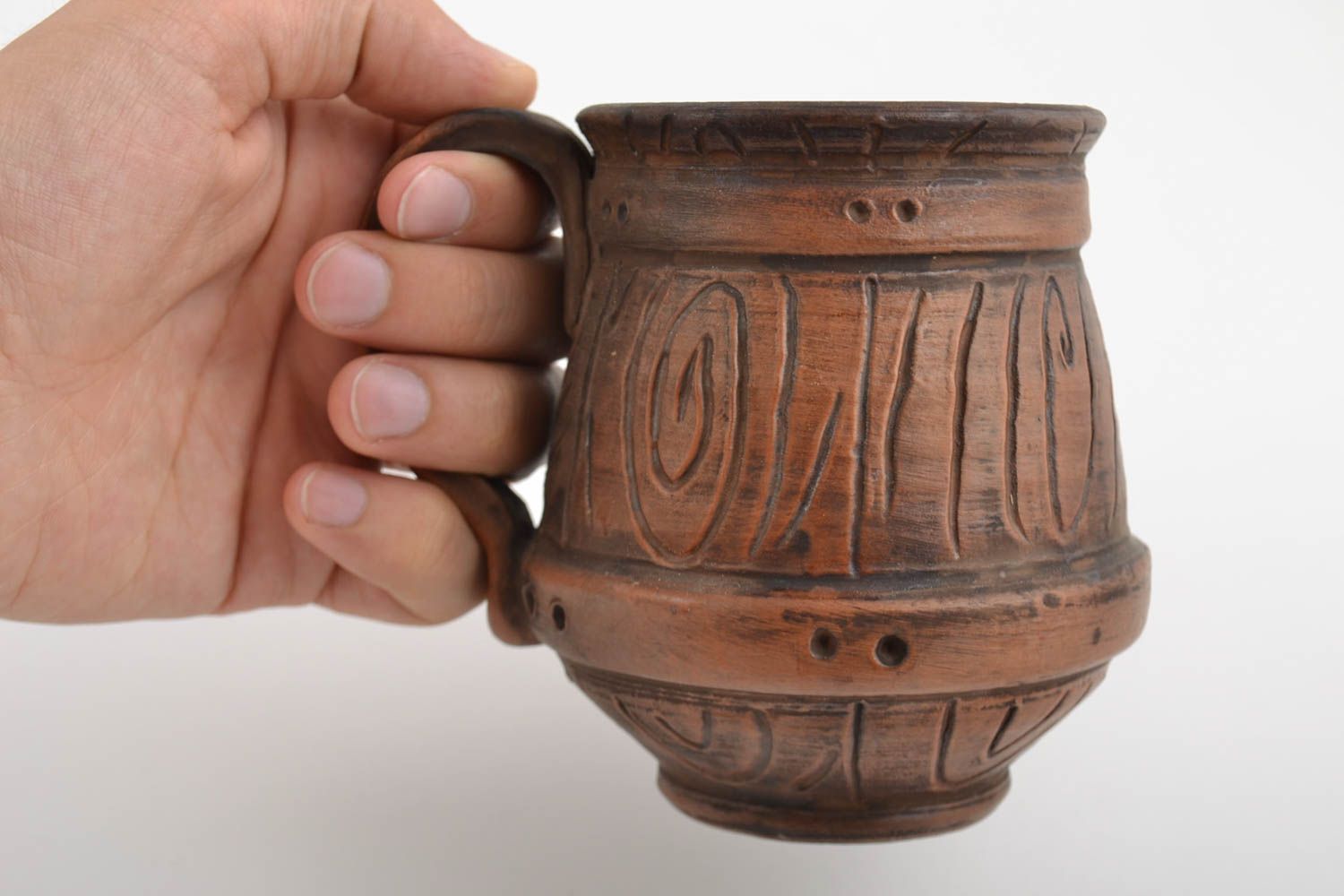 Beautiful design handmade clay beer mug kilned with the use of milk 700 ml photo 2