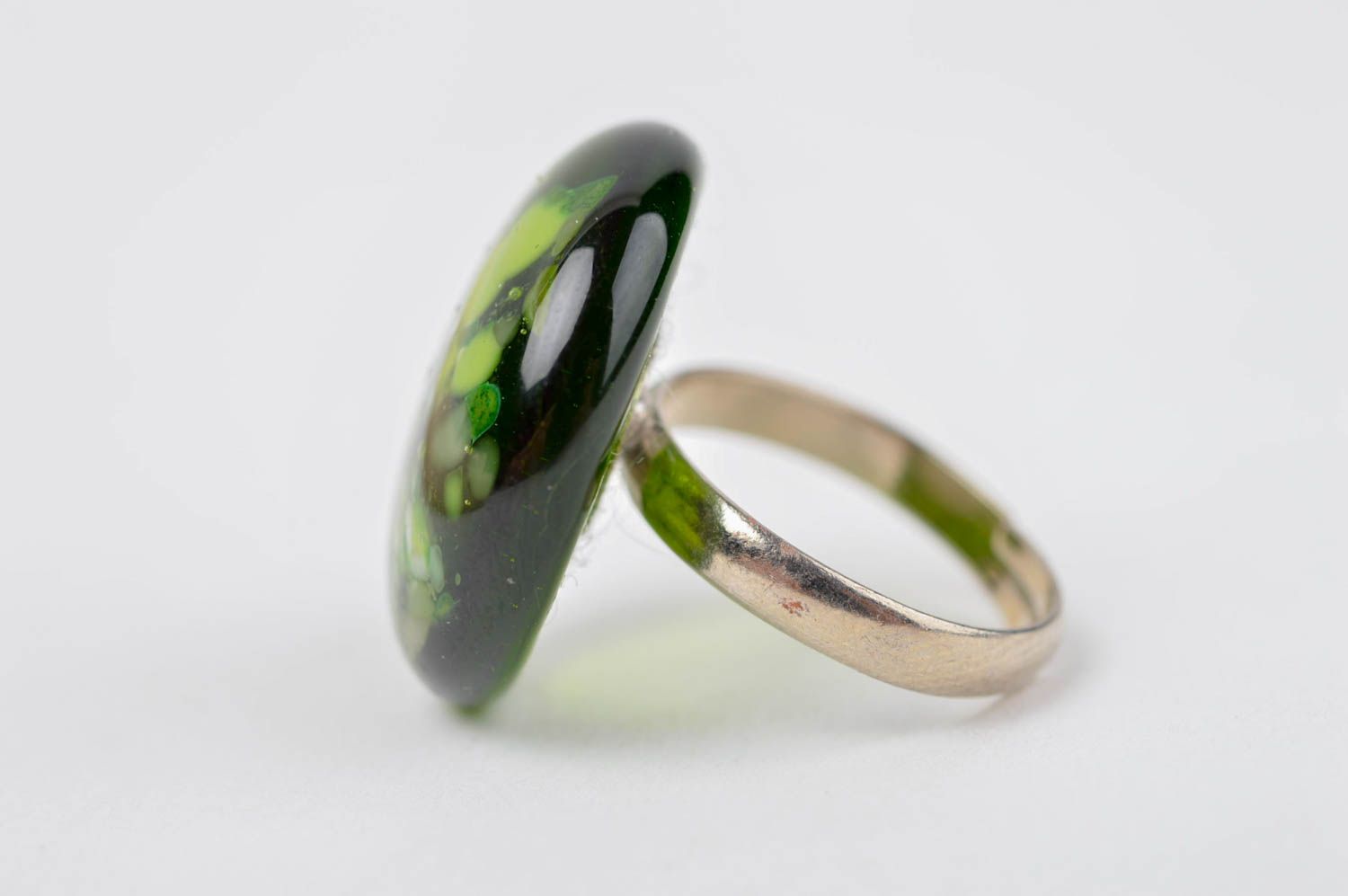 Кольцо ручной работы бижутерия из стекла кольцо из стекла красивое зеленое фото 2