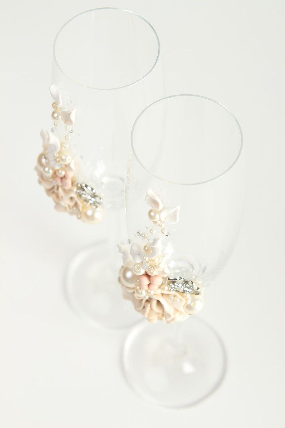 Wedding glasses handmade lovely present beautiful accessories with pearls photo 7
