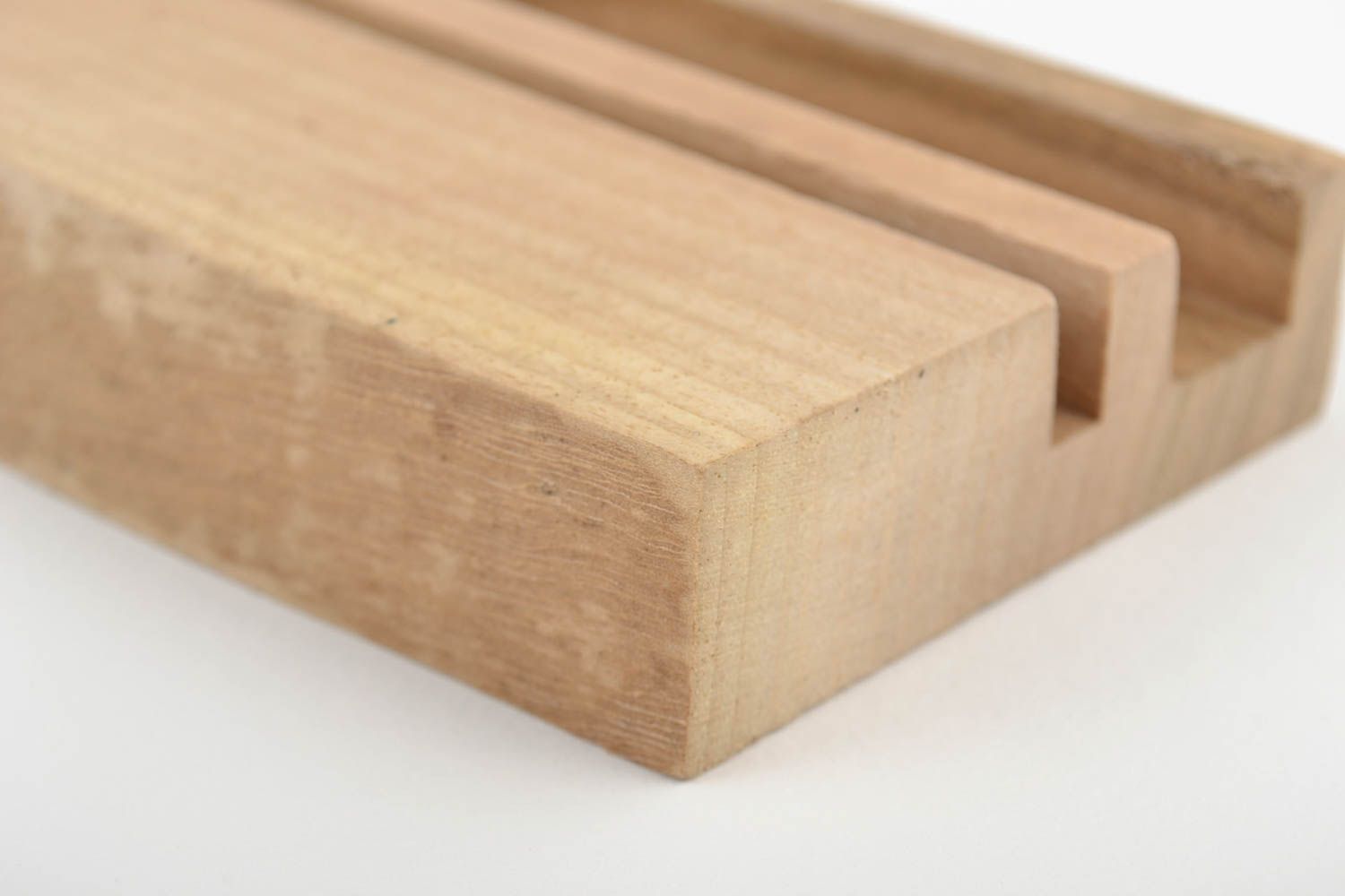 Small desktop wooden varnished tablet stand designer holder for gadgets  photo 2